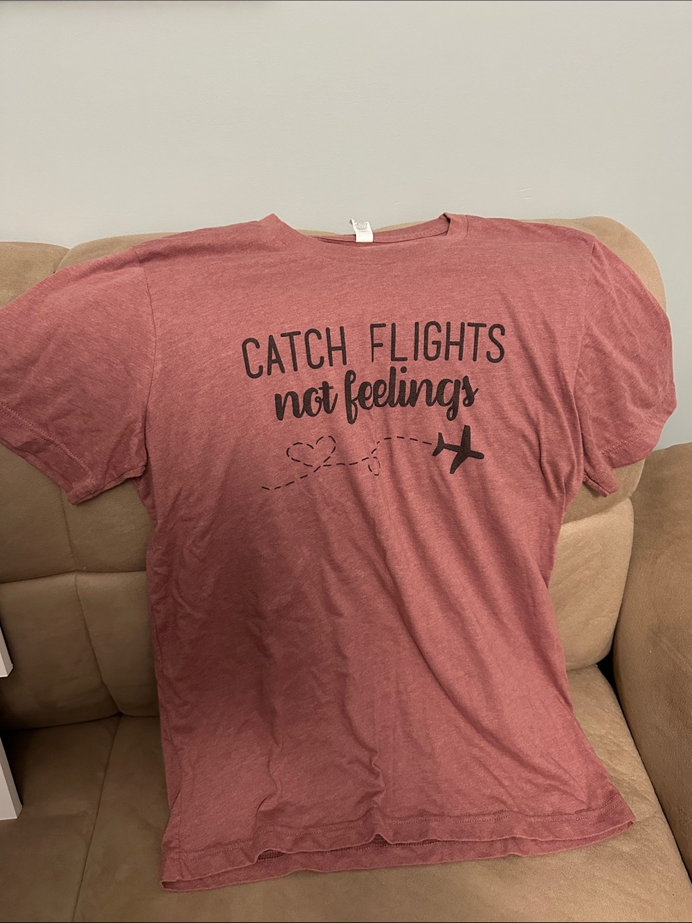 Bella Canvas Red 'Catch Flights Not Feelings' Graphic Tee